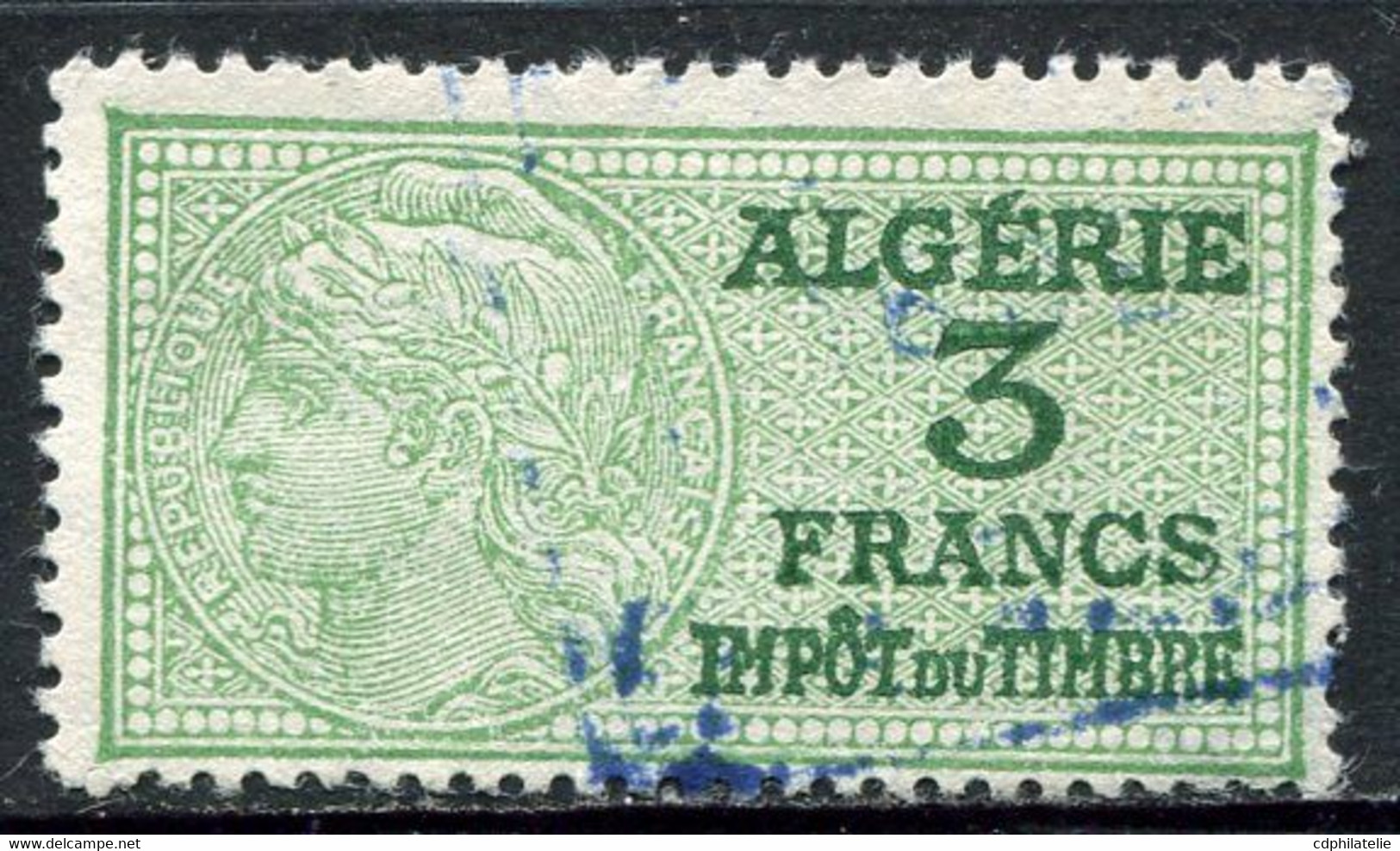 ALGERIE TIMBRE FISCAL OBLITERE  " ALGERIE  3 FRANCS IMPOT DU TIMBRE " - Used Stamps