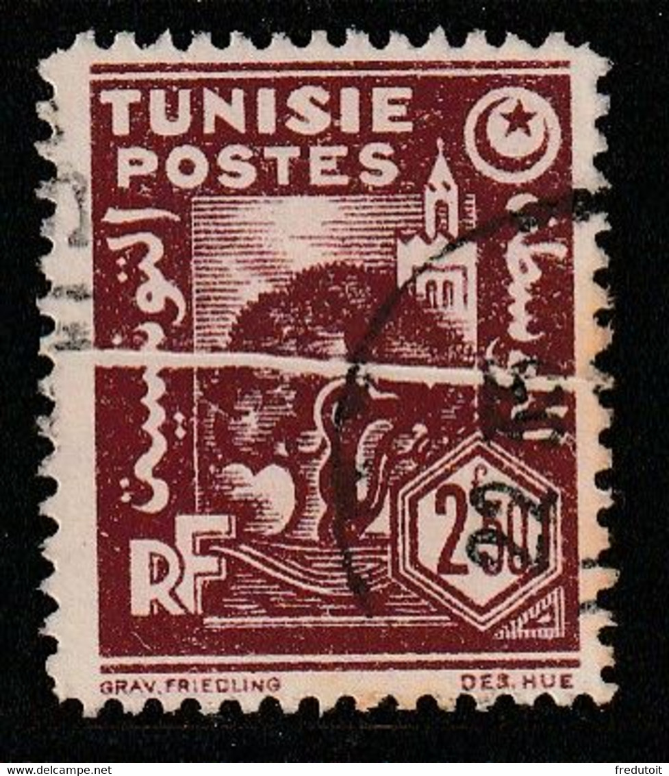 TUNISIE - VARIETE - N°259 Obl (1944) PLI  ACCORDEON - - Autres & Non Classés