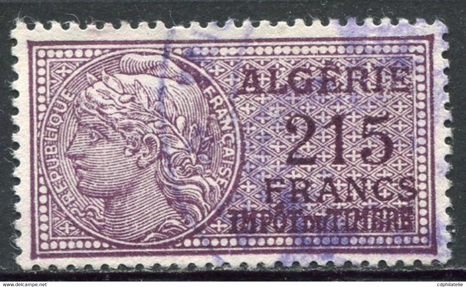 ALGERIE TIMBRE FISCAL OBLITERE  " ALGERIE  215 FRANCS IMPOT DU TIMBRE " - Used Stamps