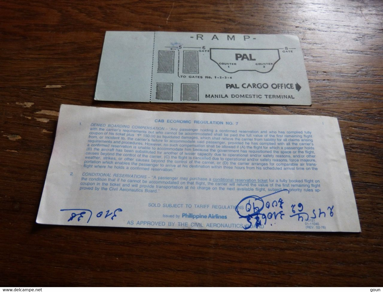 Billet Philippines Airlines 1976 + Boarding Pass Manila - Mundo