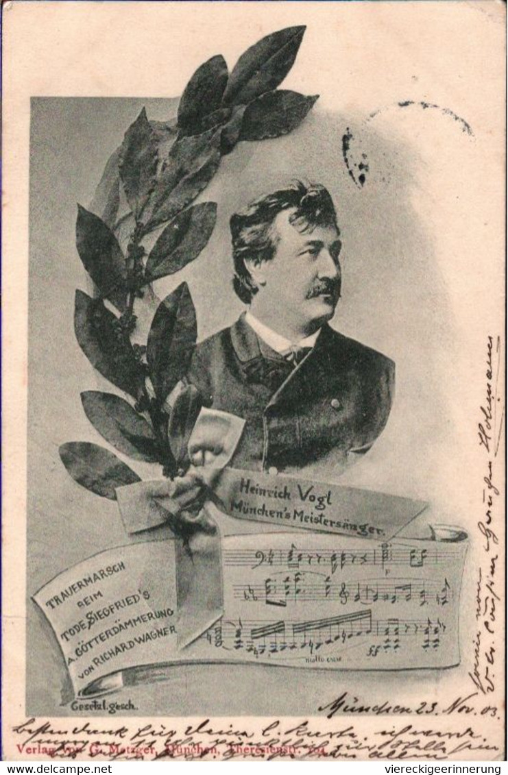 ! 1903 Alte Ansichtskarte Heinrich Vogel München, Noten Trauermarsch Götterdämmerung Von Richard Wagner - Singers & Musicians