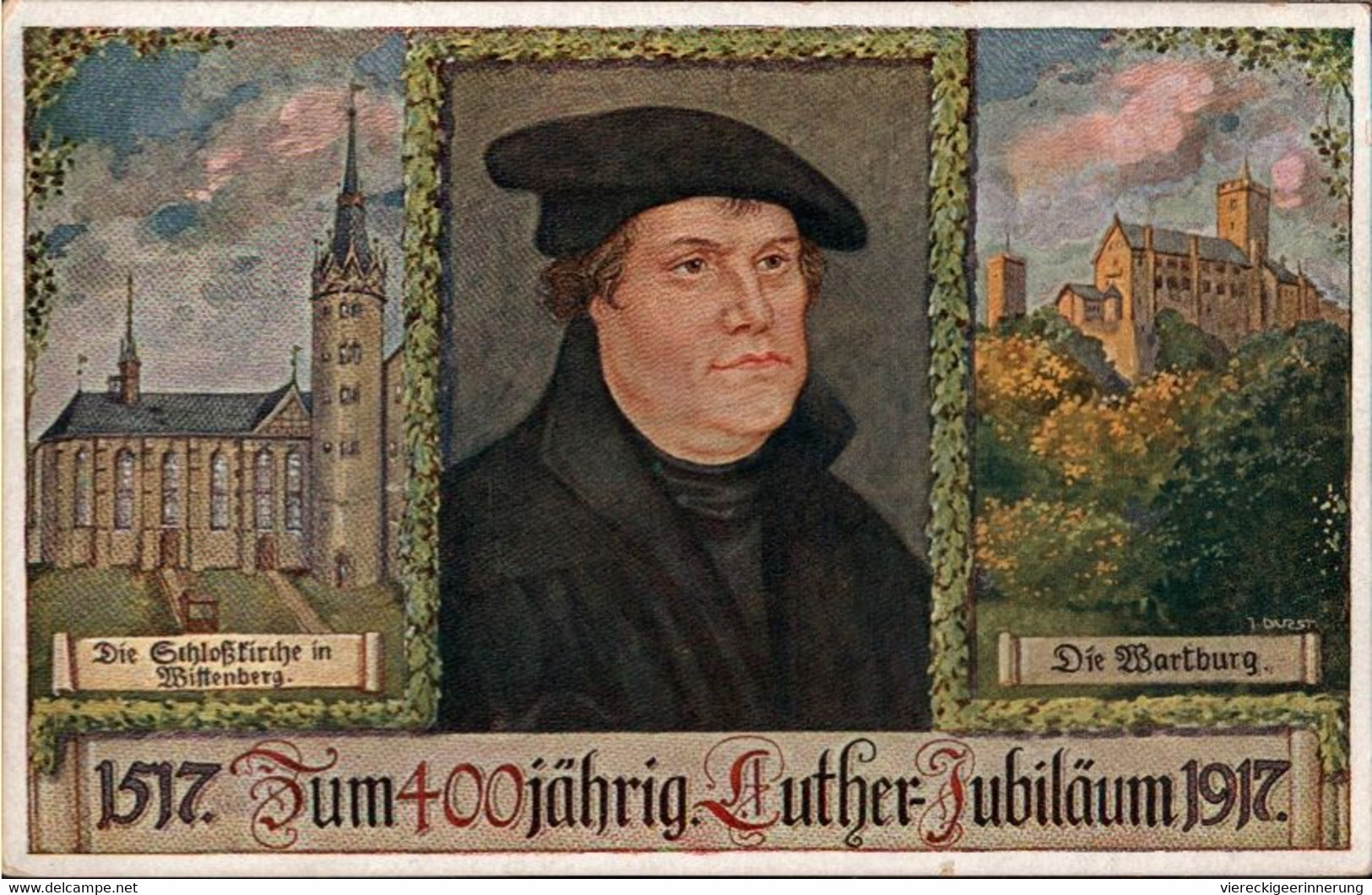 ! 1917 Alte Ansichtskarte Schloßkirche Wittenberg, Wartburg, Jubiläum 400 Jahre Martin Luther - Andere & Zonder Classificatie