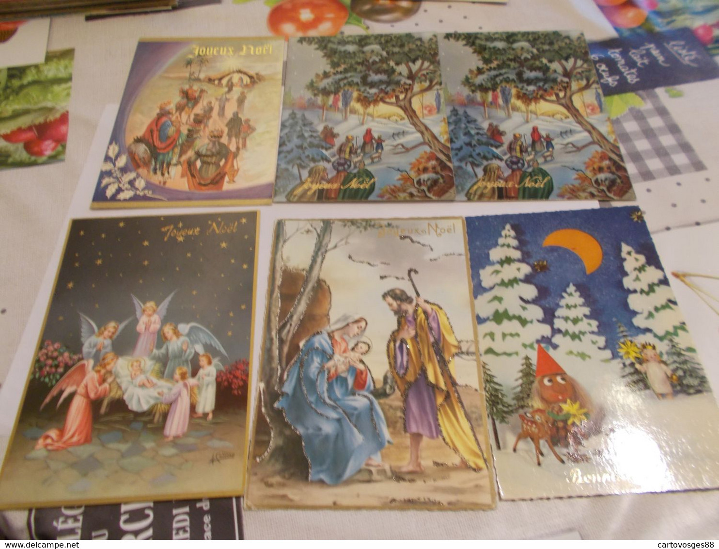 FETES JOYEUX NOEL JESUS MARIE JOSEPH  ANGES  LES ROIS MAGES ENFANTS MOUTONS BOEUFS VACHES CRECHES lot de 144 CP