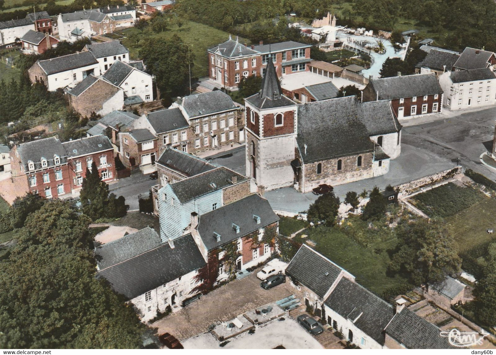 REF.AH . CPSM.GF . BELGIQUE . VILLERS LE TEMPLE . VUE GENERALE AERIENNE - Nandrin