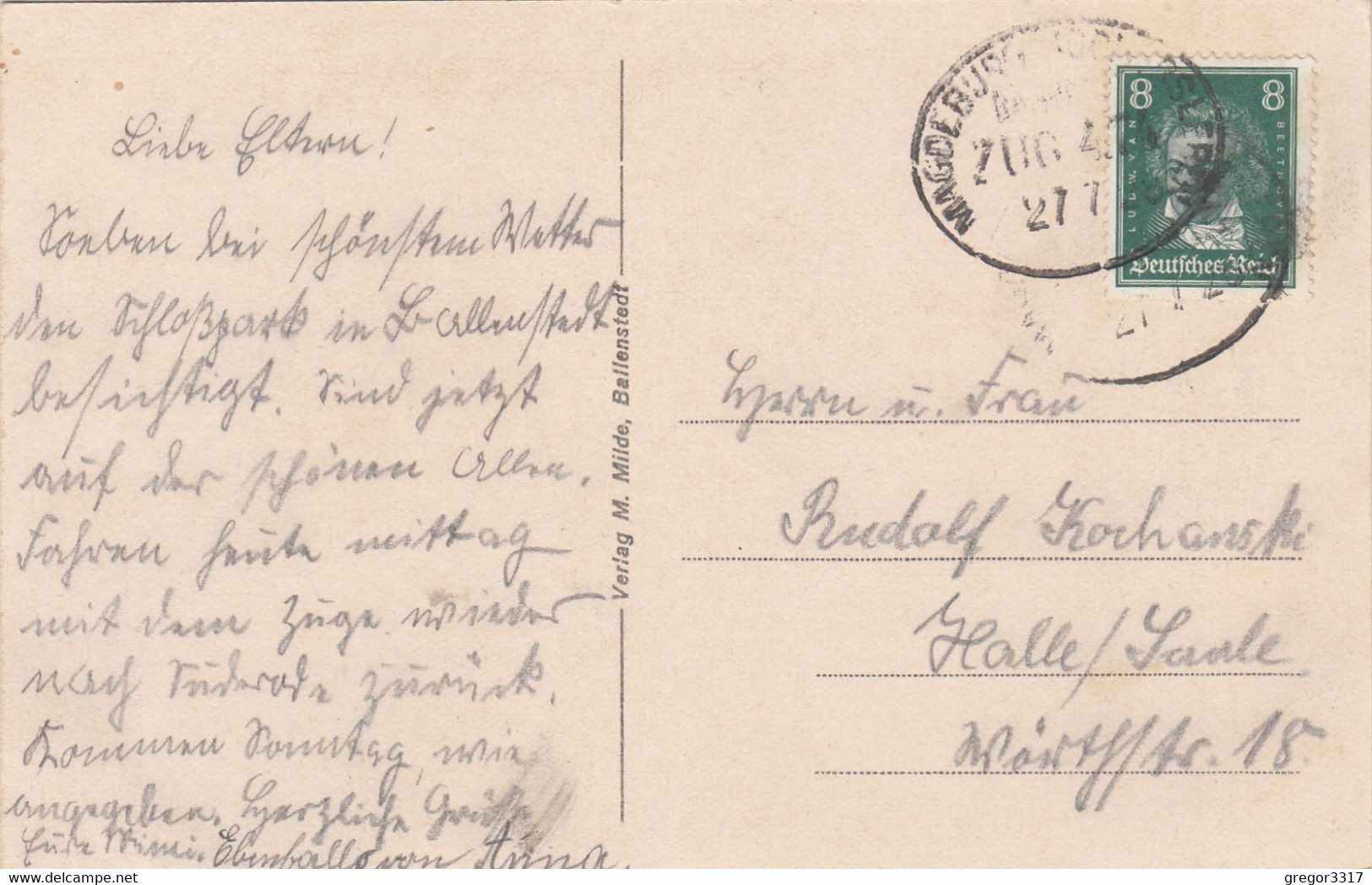 5419) BALLENSTEDT - Schloß - Teich Mit Schwänen - Sehr Alte AK - BAHNPOST 1926 - Ballenstedt