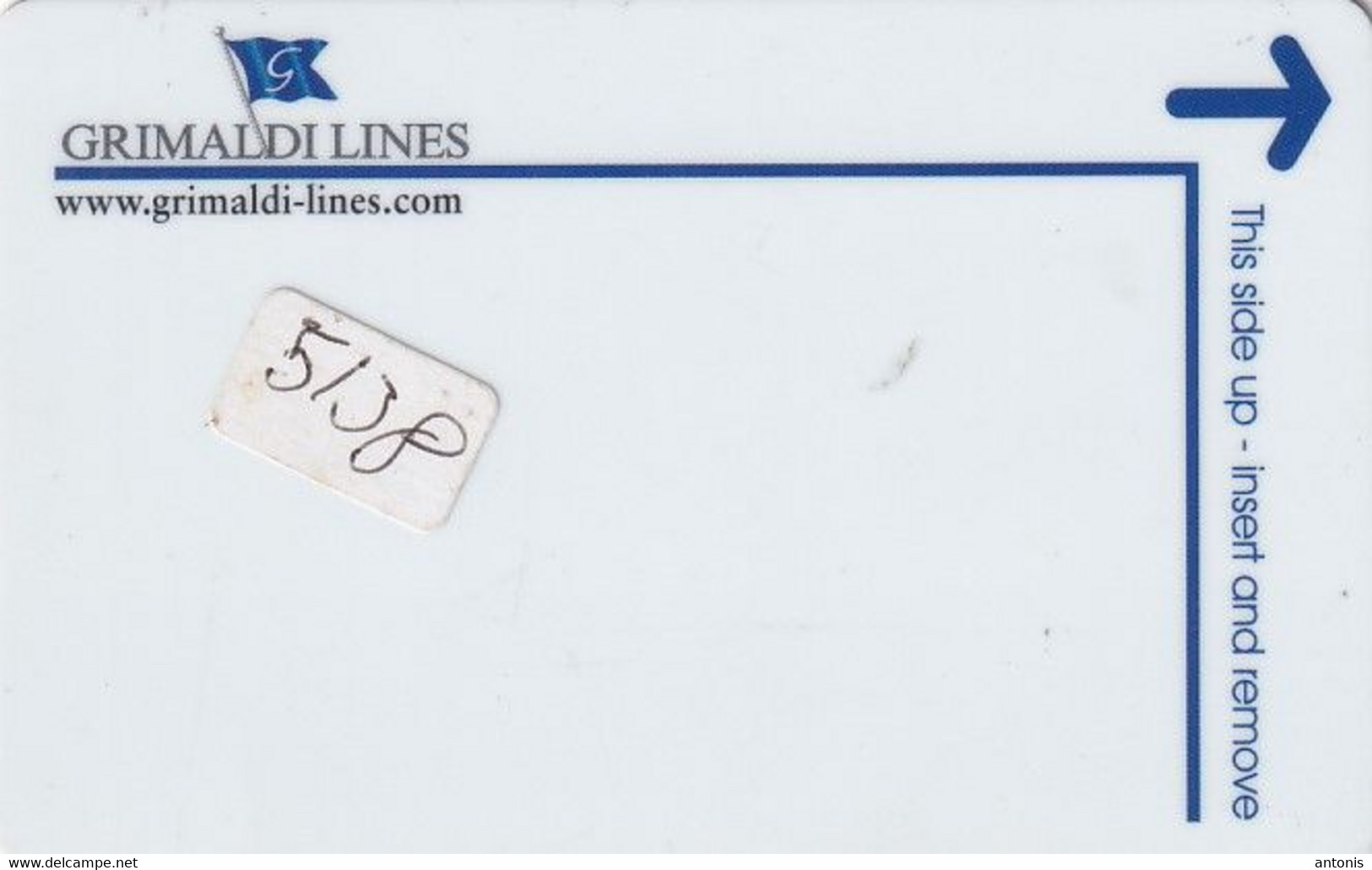 GREECE - Grimaldi Lines, Cabin Keycard, Used - Chiavi Elettroniche Di Alberghi