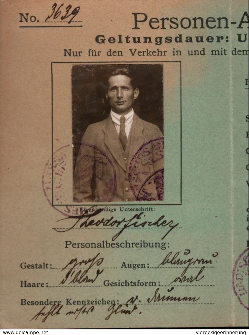 ! 1927 Personenausweis Personalausweis, Karlsruhe, Rheinlandbesetzung, Passport, PASSEPORT - Covers & Documents