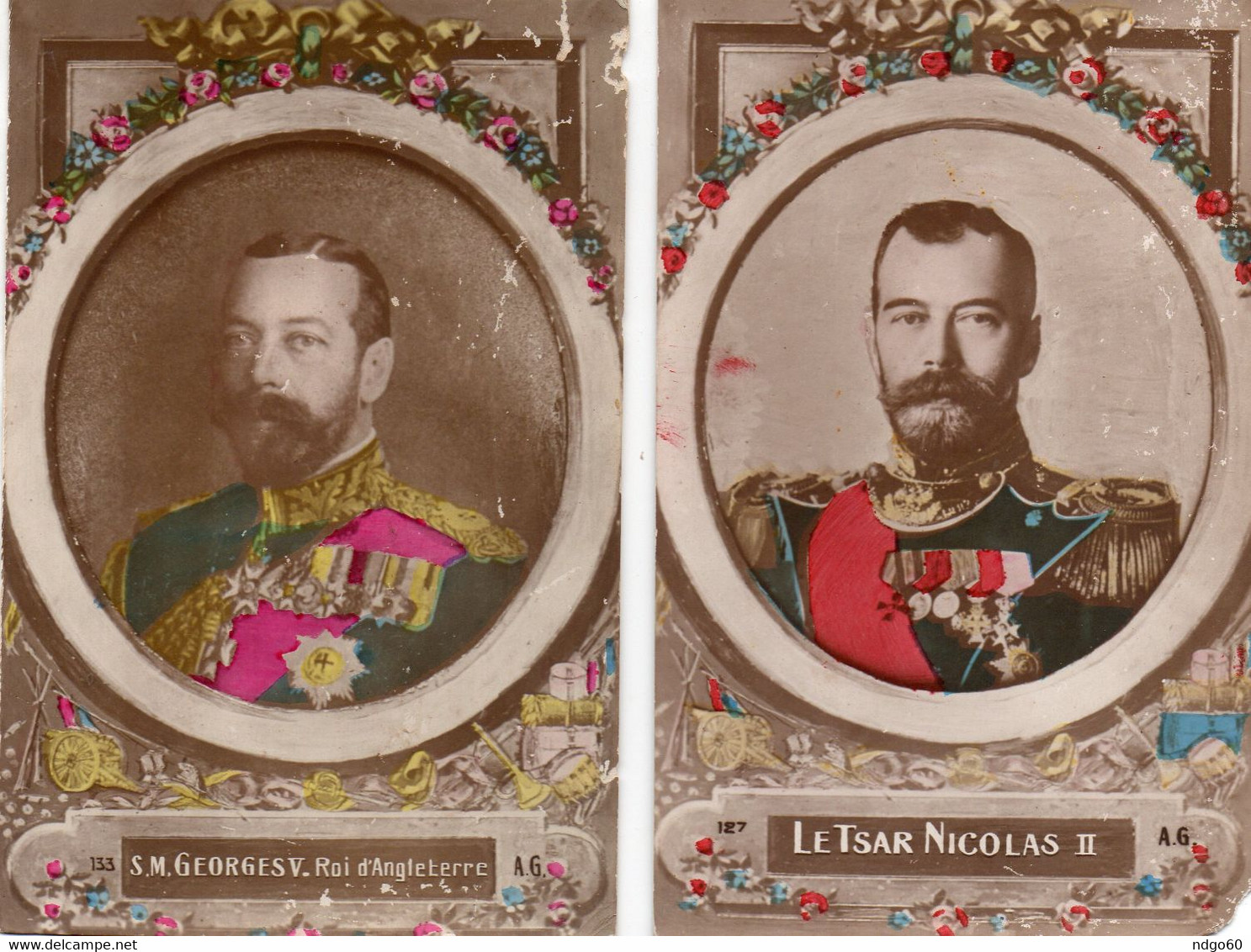 2 CPA Du Roi Georges V Et Du Tsar Nicolas II (voir état) - Historical Famous People