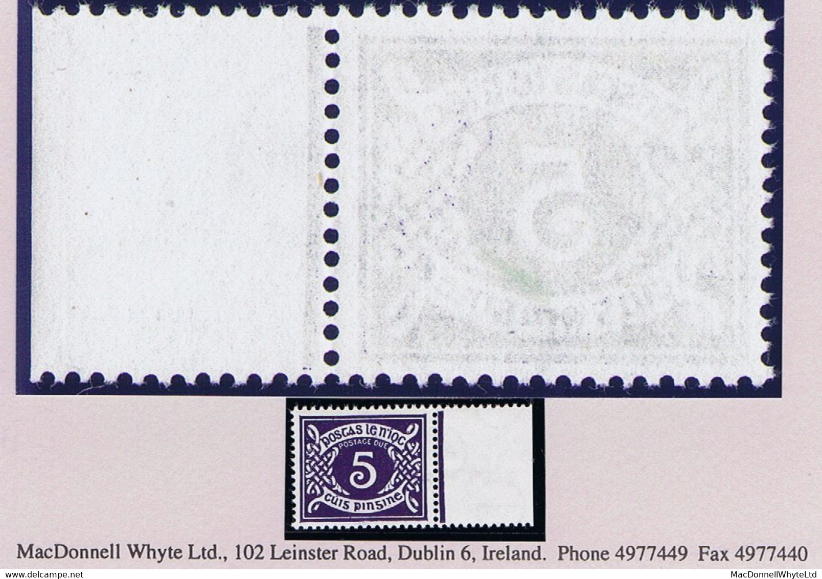 Ireland Postage Due 1940-69 E 5d Variety Watermark Inverted Marginal Mint Unmounted Never Hinged - Portomarken