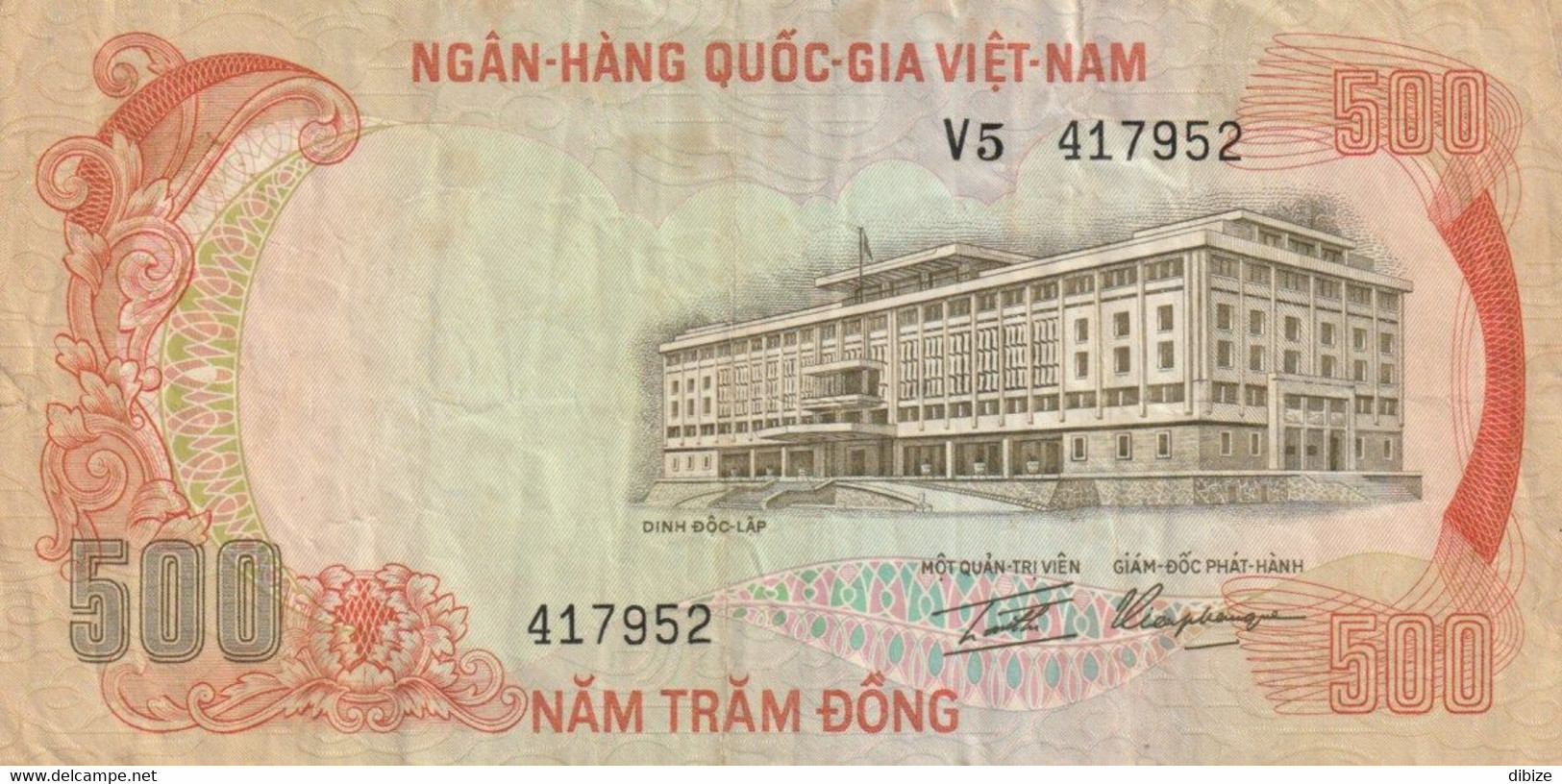 Billet De Banque Usagé De 1972. Vietnam.  500 Dong. Tigre Du Bengale. Etat Moyen. Petite Déchirure. - Vietnam