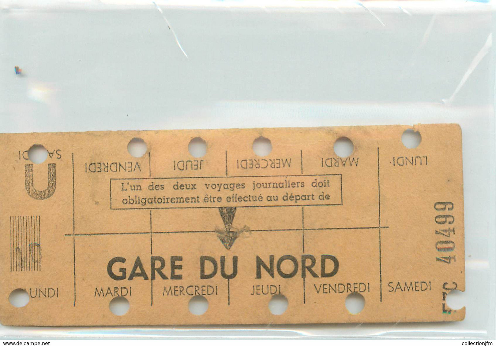 CARNET HEBDOMADAIRE / METRO GARE DU NORD - Europa