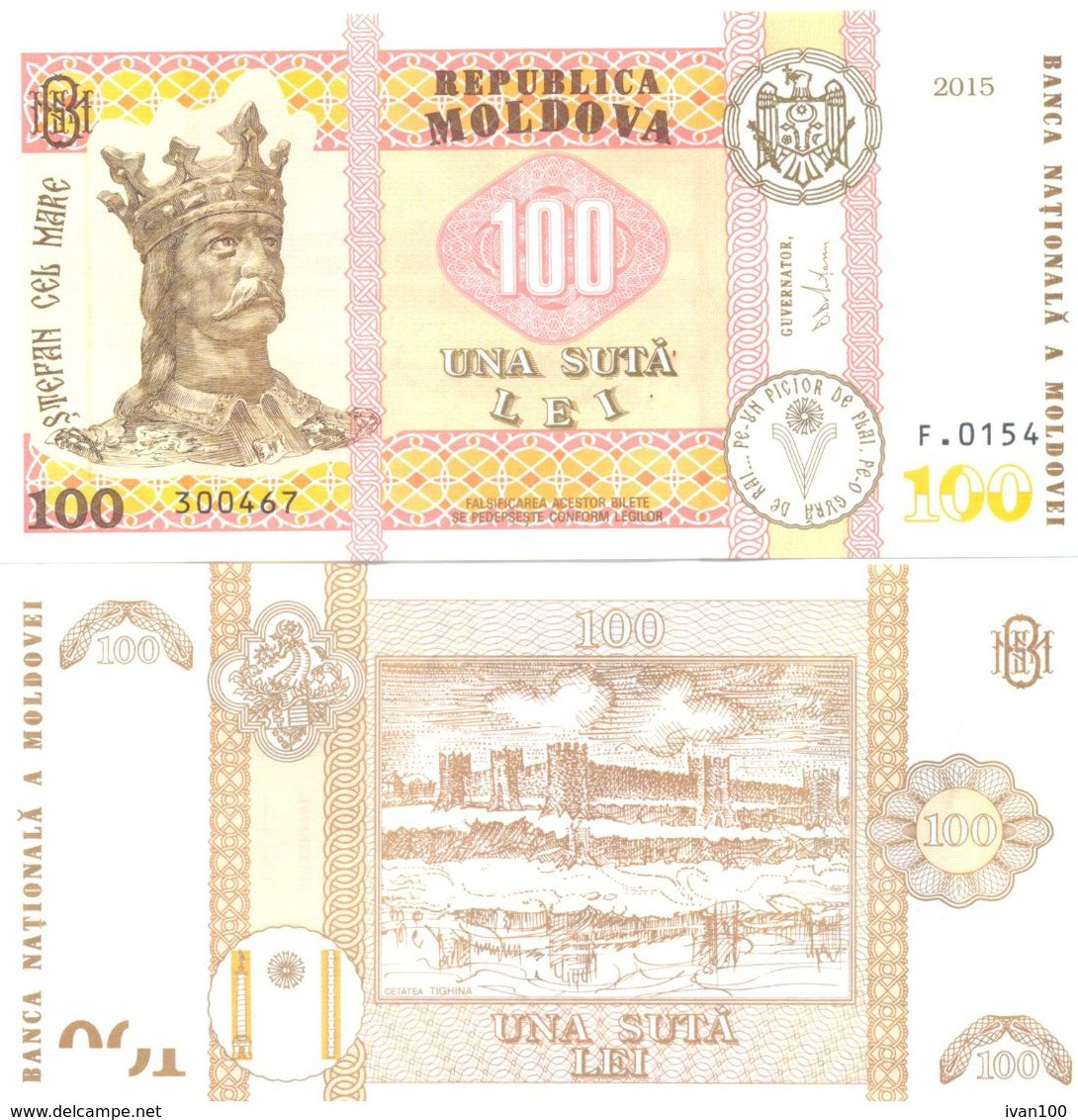 2015, Moldova, 100Leu/2015, Signature 2, UNC - Moldawien (Moldau)