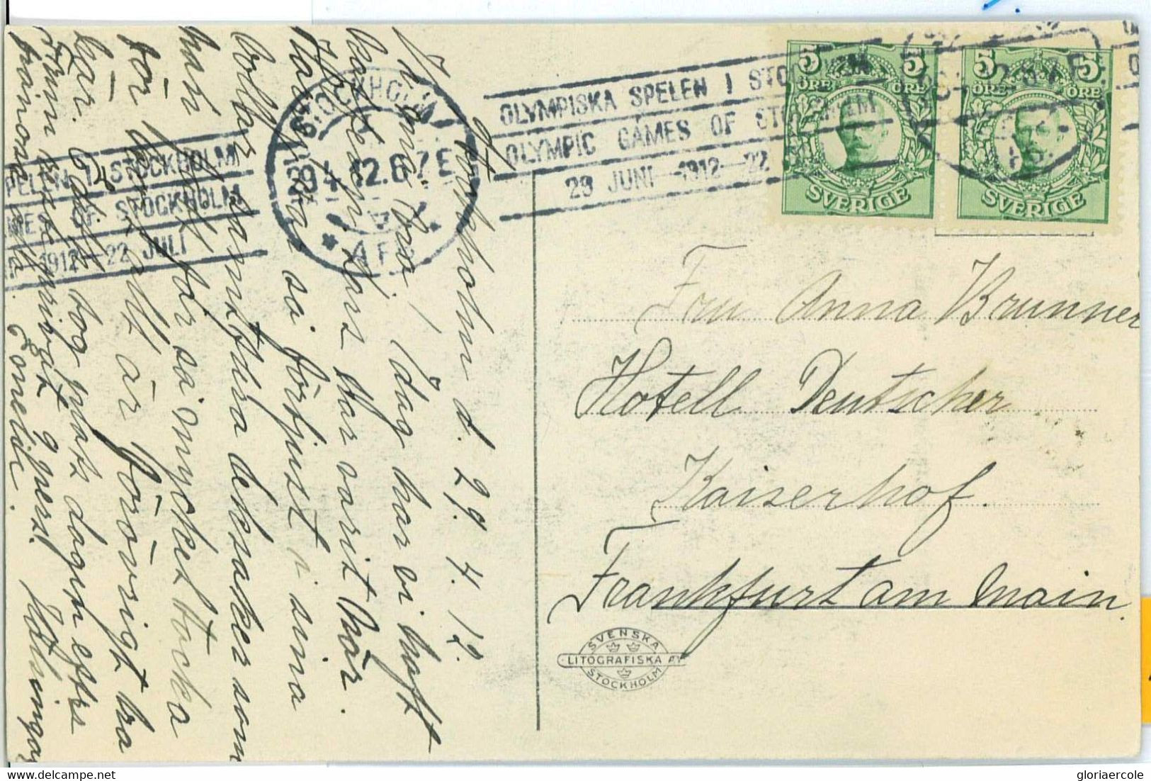 BK1882 - SWEDEN  - POSTAL HISTORY -   Olympic Games POSTMARK On POSTCARD 1912 - Summer 1912: Stockholm