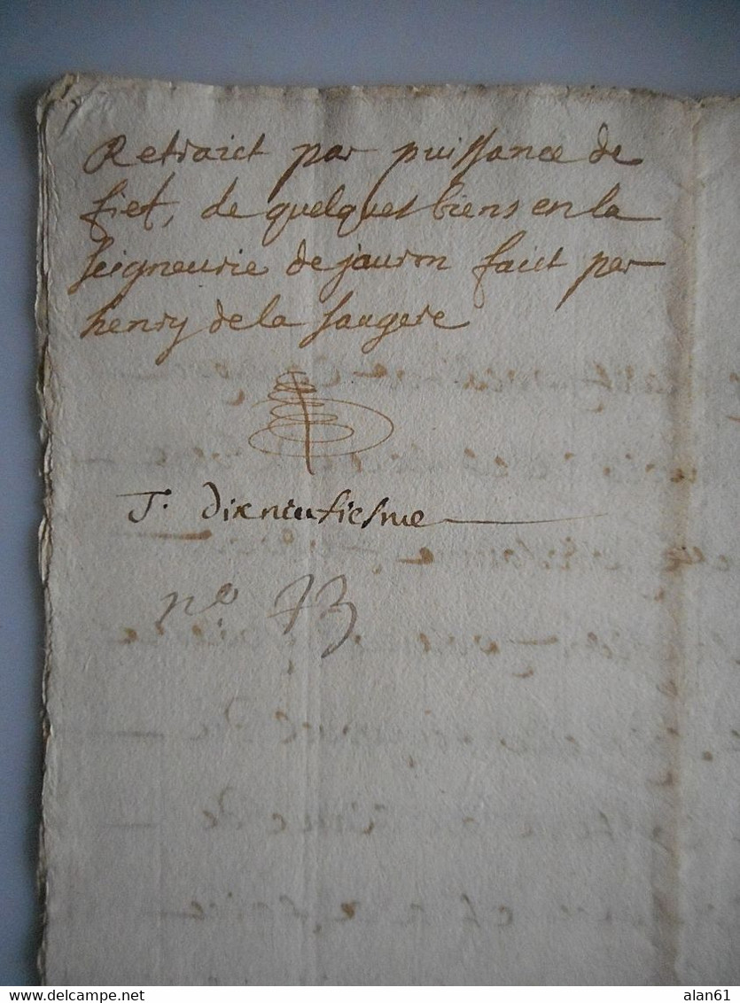 MANUSCRIT SUR PAPIER 8 PAGES RETRANSCRIPTION D UN ACTE DE 1480 SEIGNEURERIE DE JAVRON MAYENNE HENRY DE LA FAUGERE - Manuscrits