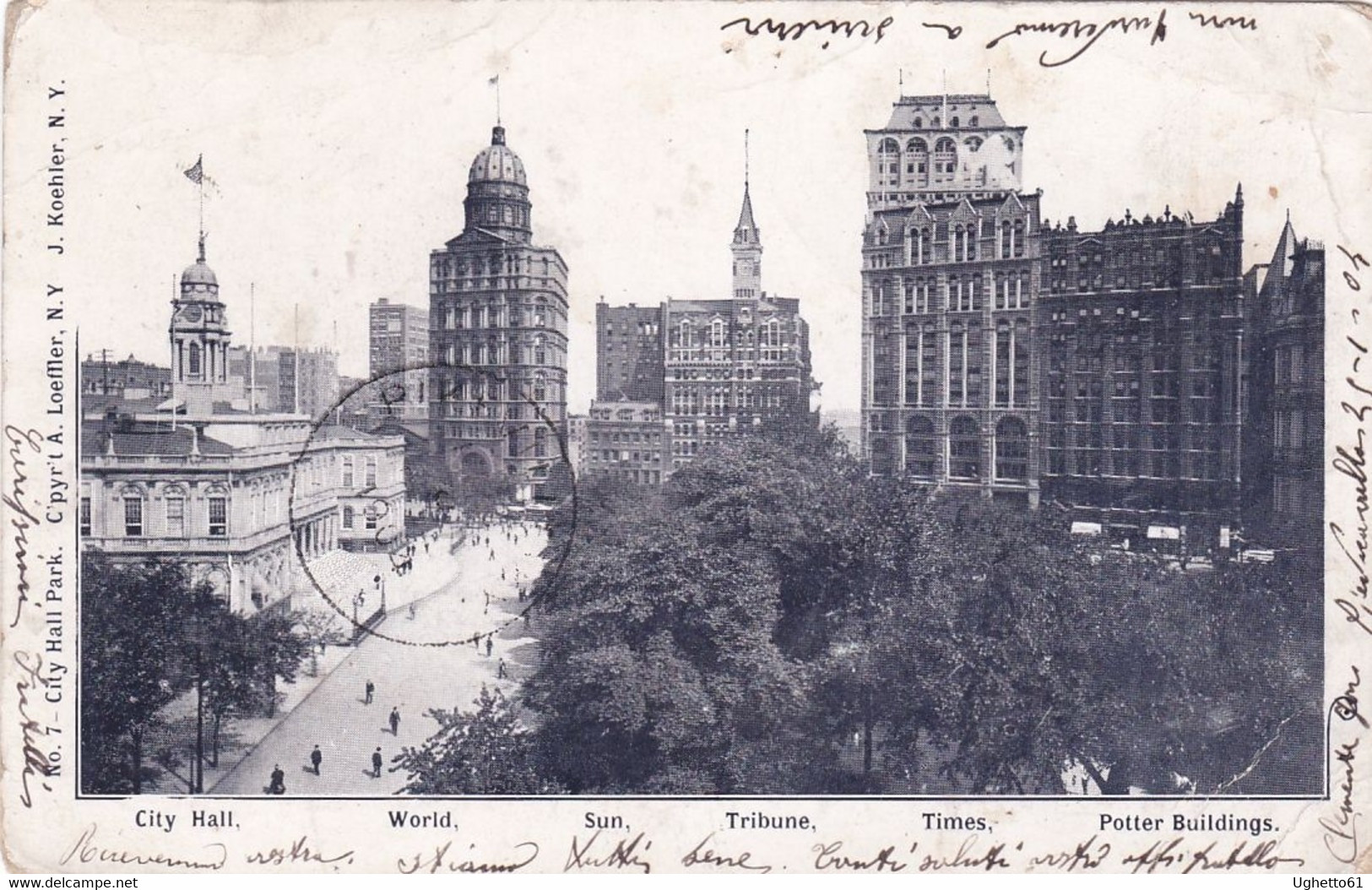 New York - City Hall Park Viaggiata 1904 Da NY A Piedicavallo Italy - Parchi & Giardini