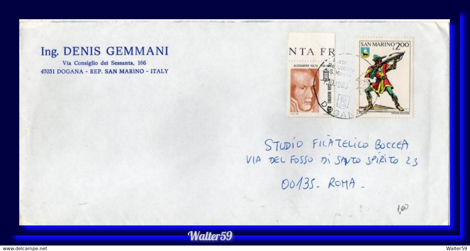 1986 San Marino Saint Marin Enveloppe Letter Posted To Italy Brief - Covers & Documents