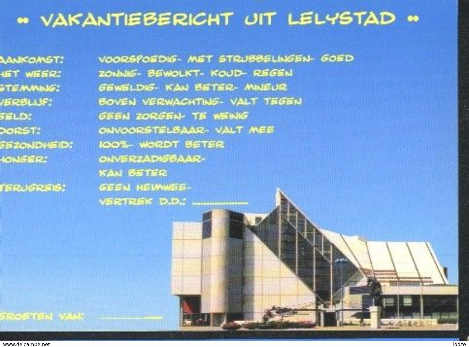 Nederland Holland Pays Bas Lelystad Met Tekst - Lelystad