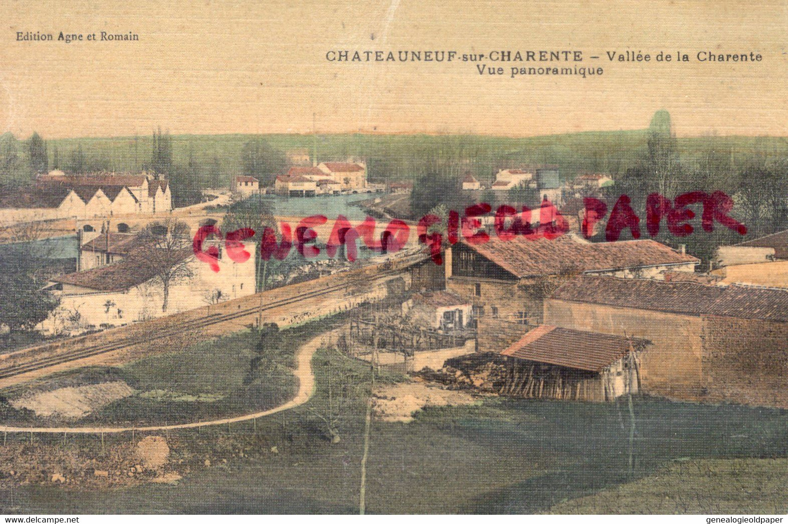 16-CHATEAUNEUF - VALLEE DE LA CHARENTE VUE PANORAMIQUE-EDITEUR AGNE ET ROMAIN-CARTE TOILEE   - CHARENTE - Chateauneuf Sur Charente
