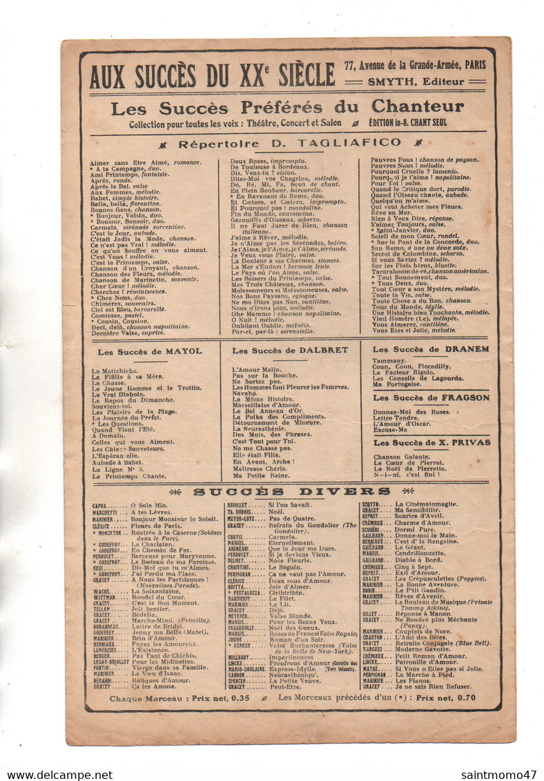 PARTITION . CHANSON . " O SOLE MIO ! " .CHANSON NAPOLITAINE . G. CAPURRO, A. L. HETTICH, E. DI CAPUA - Réf. N°38G - - Partituras