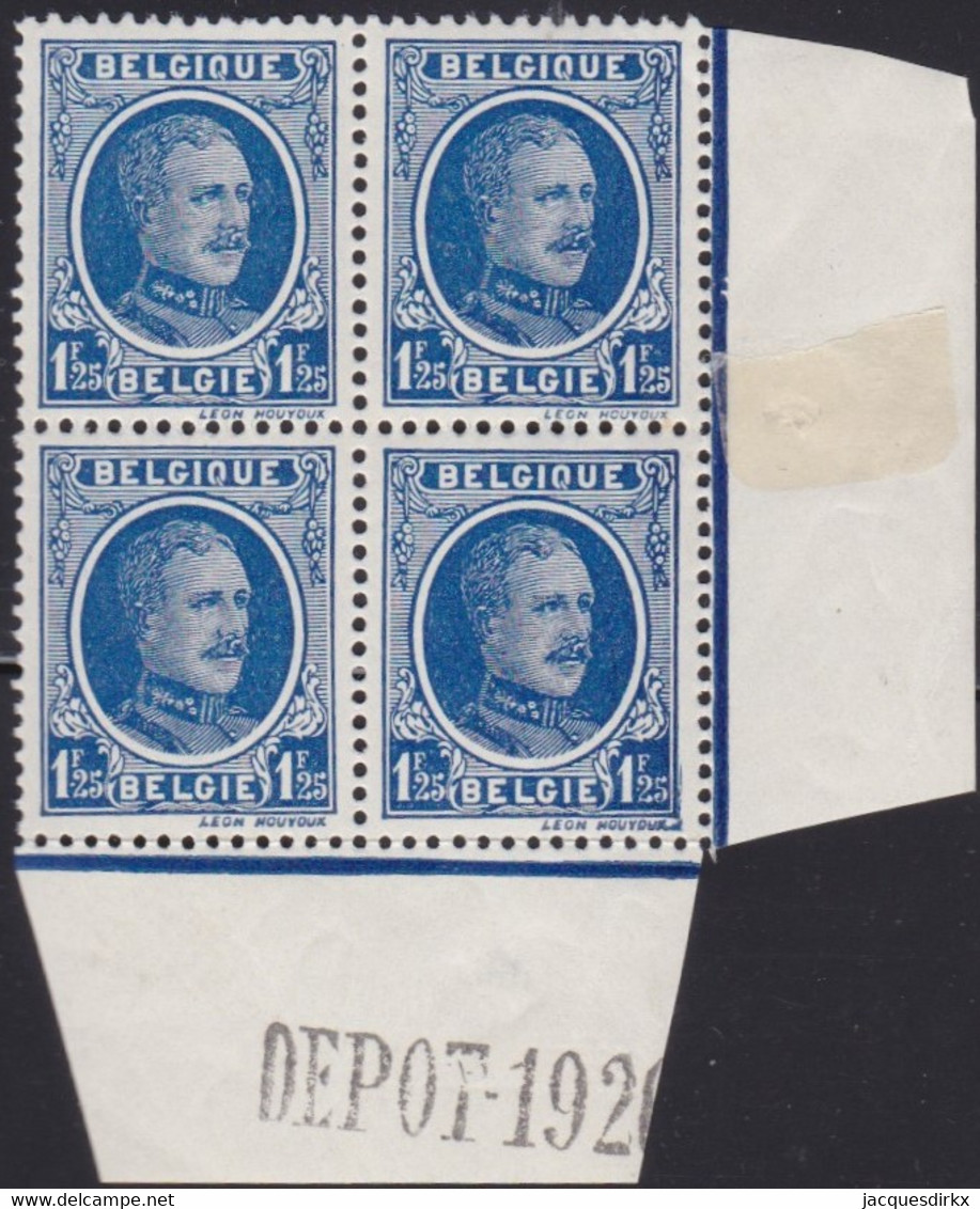 Belgie  .   OBP    .  206    Blok 4 Zegels   .   **  .    Postfris   .  /  .   Neuf SANS Charniére - 1922-1927 Houyoux