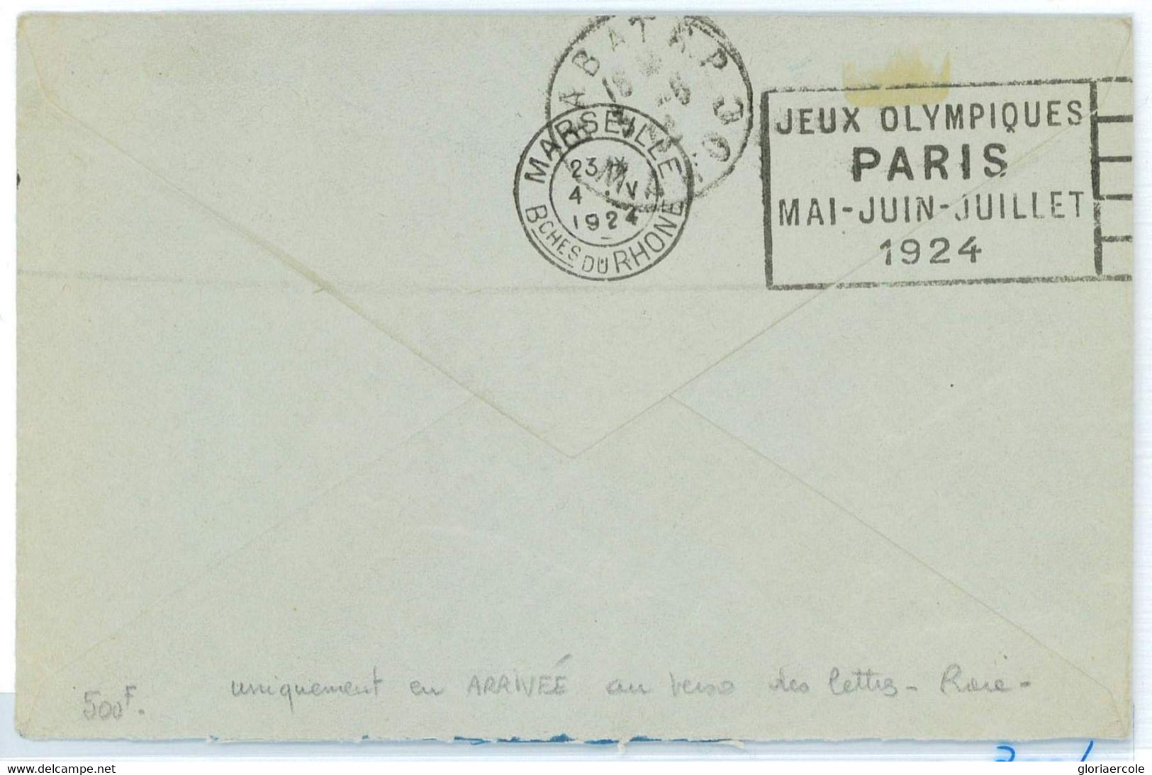 BK1938 - MAROC  - POSTAL HISTORY - 1924 Olympic Games MARSEILLES POSTMARK On Arrival - VERY RARE! - Summer 1924: Paris