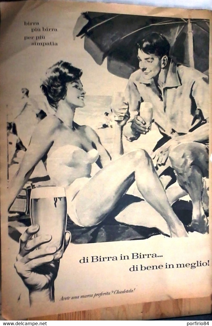 PUBBLICITA' ADVERTISING BIRRA FOGLIO PUBBLICITARIO RITAGLIO DA GIORNALE DEL 1961 - Poster & Plakate