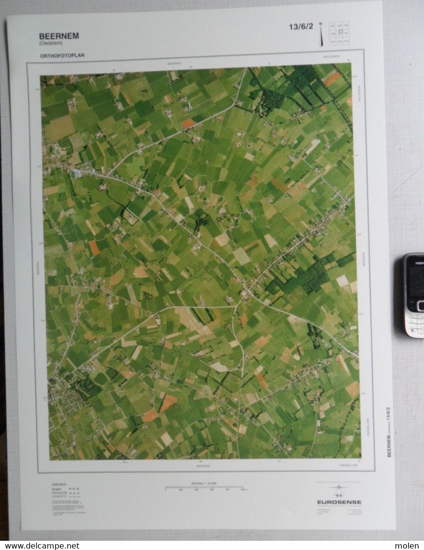 OEDELEM OOSTVELD BEERNEM GROTE-LUCHT-FOTO 67x48cm ©1990 KAART 1/10.000 ORTHOFOTOPLAN TOPOGRAPHIE PHOTO AERIENNE R631 - Beernem