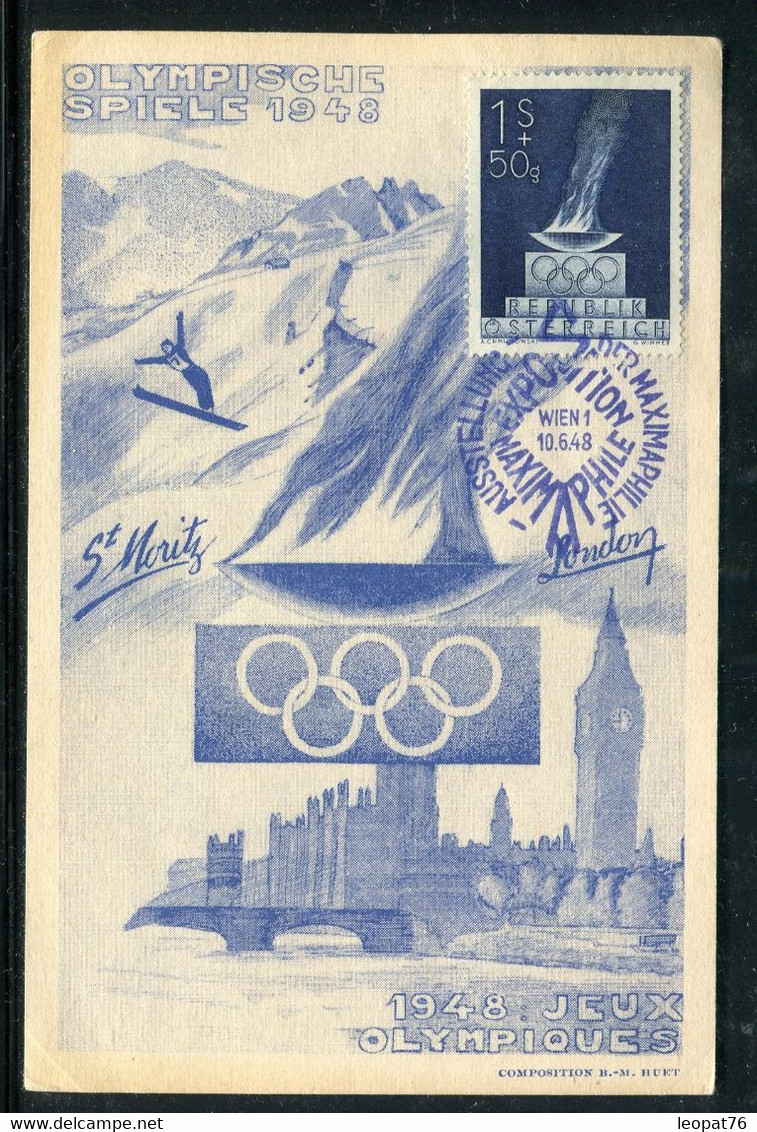 Autriche - Carte Maximum 1948 - Jeux Olympiques D'Hiver - Réf M32 - Cartes-Maximum (CM)