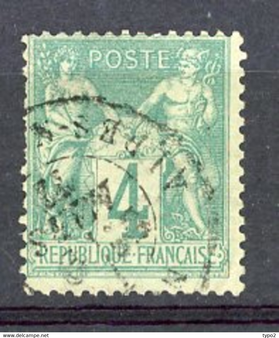 FR - Yv. N° 63  Typi I  N Sous B (o)  4c Vert  Cote 100 Euro Euro  BE R  2 Scans - 1876-1878 Sage (Type I)