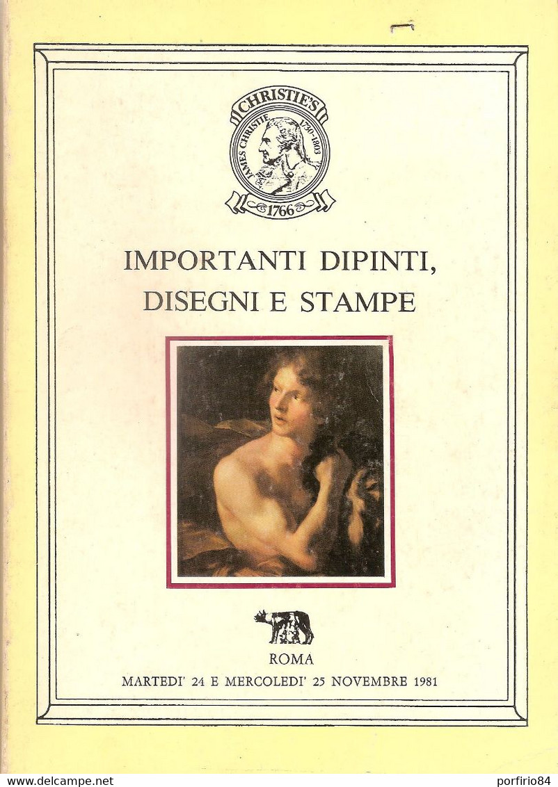 CATALOGO CHRISTIE'S ROMA 1981 IMPORTANTI DIPINTI - DISEGNI E STAMPE - Handbücher Für Sammler