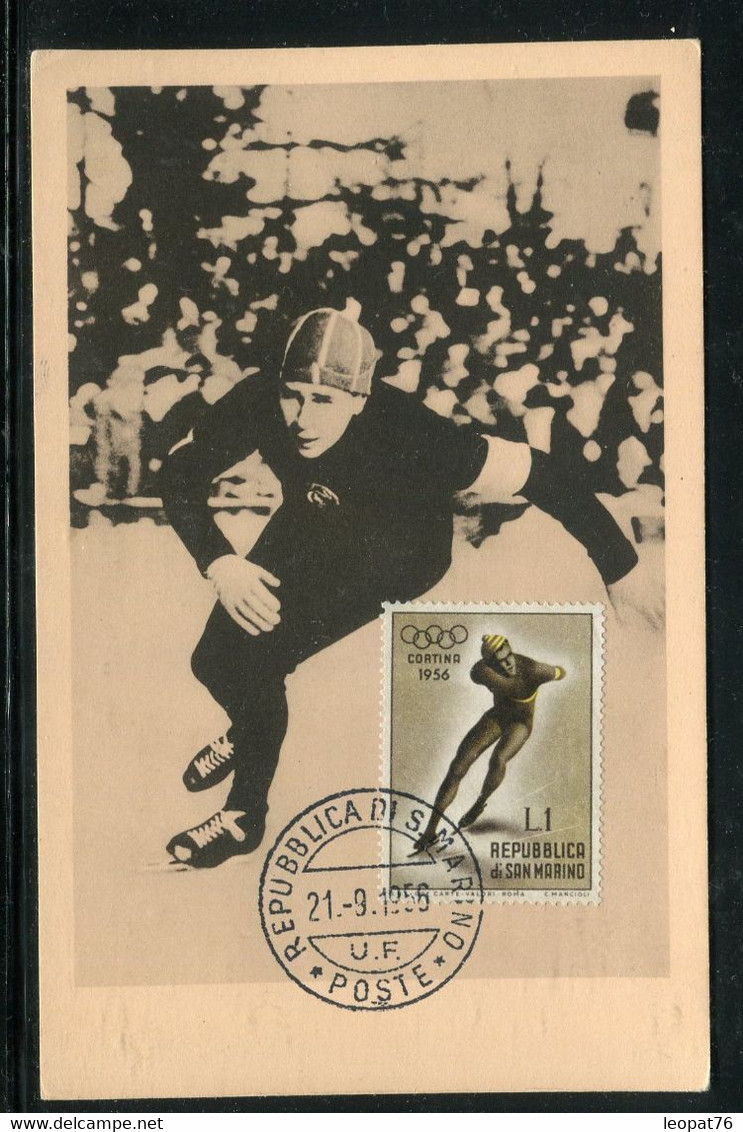 Saint Marin - Carte Maximum 1956 - Jeux Olympiques D'Hiver - Réf M 39 - Cartas & Documentos