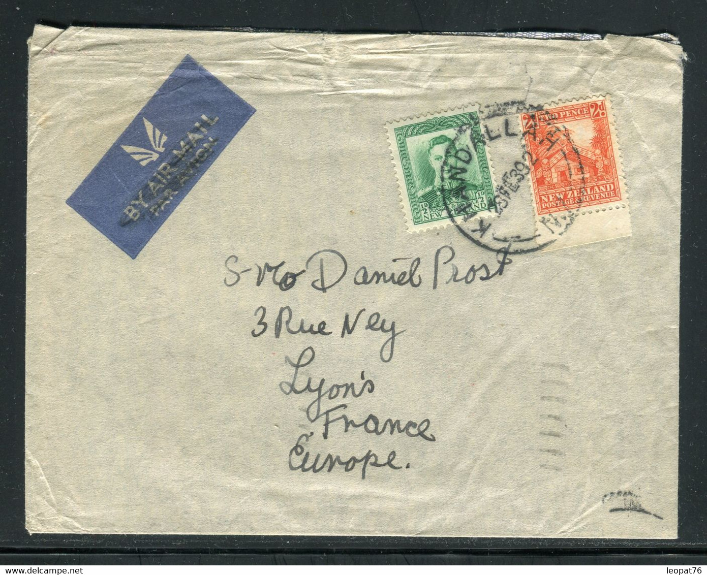 Nouvelle Zélande - Enveloppe De Khandallah Pour La France En 1939 - M 79 - Cartas & Documentos