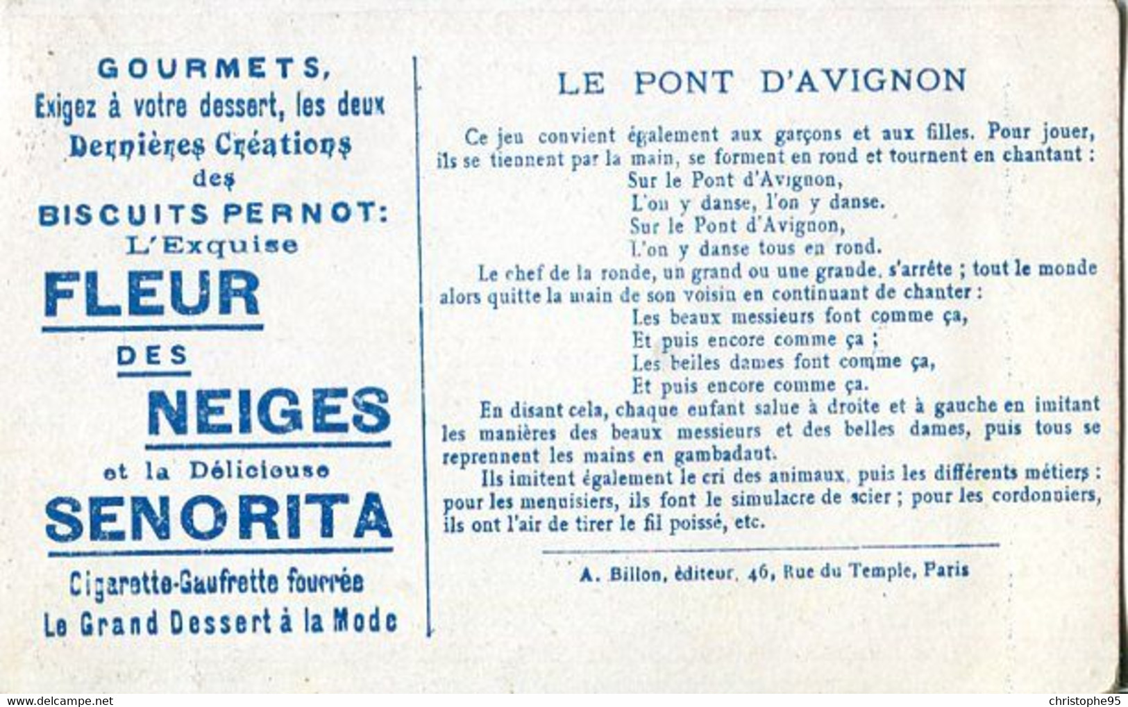 Chromos .n° 23429. Biscuits Pernot. Les Jeux D Enfants. Pont D Avignon . - Pernot