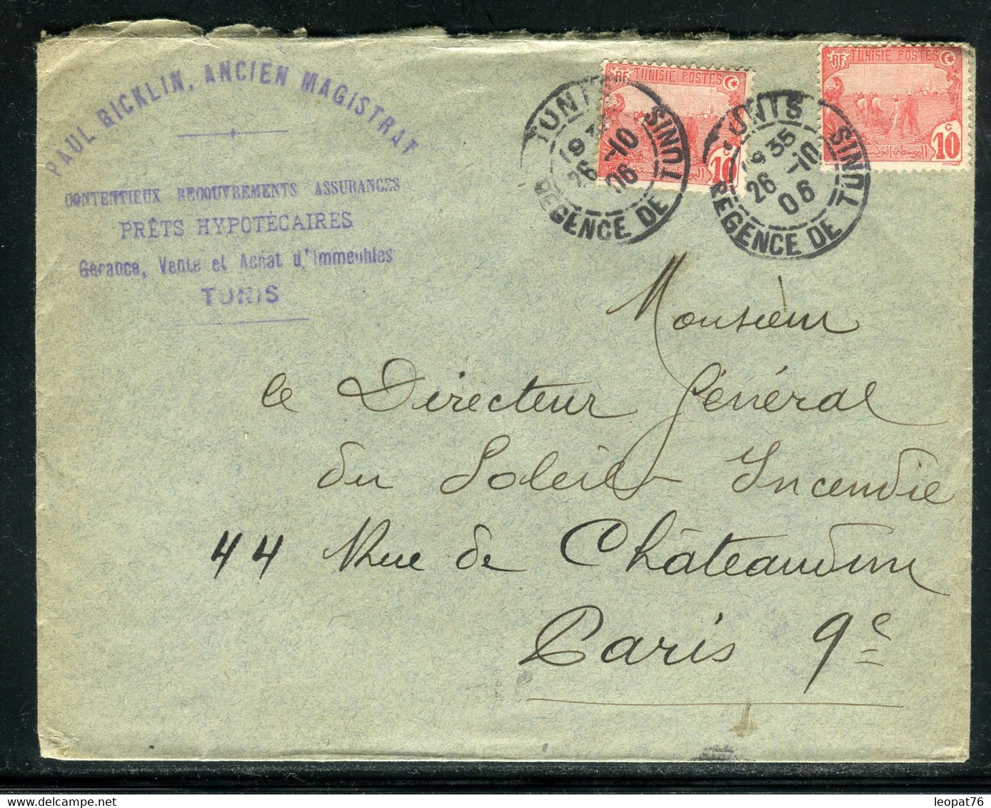 Tunisie - Enveloppe à Entête De Tunis Pour Paris En 1906 - M 98 - Other & Unclassified