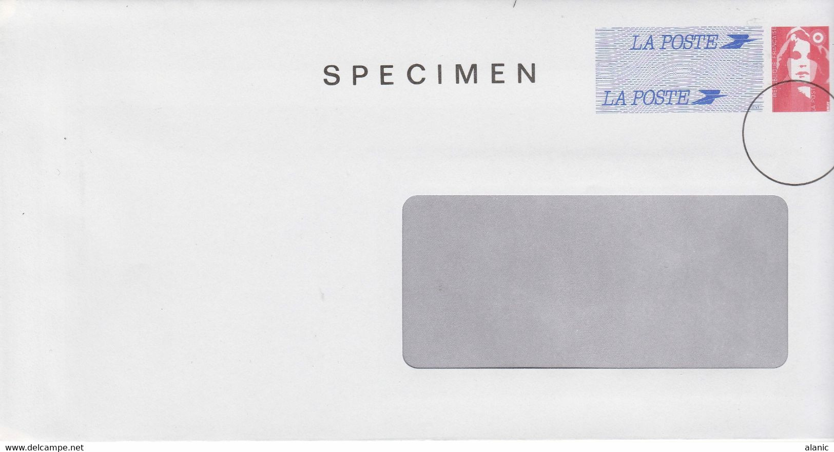 Entier Enveloppe SPECIMEN , Marianne De Briat Grande Fenêtre - Enveloppes Types Et TSC (avant 1995)
