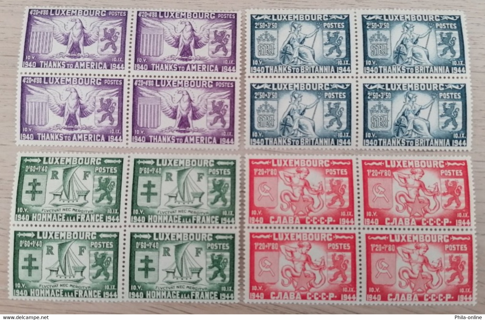 LUXEMBOURG 1945 4x Sätze Die Alliierten Mi 343-346 Yt 356-359 MNH ** Postfrisch - Unused Stamps