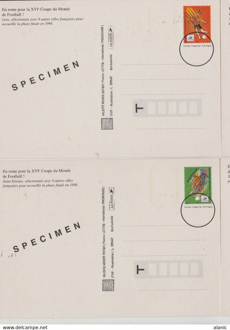 3 Carte  Coupe Du Monde Football Stade SPECIMEN - Sobres Tipos Y TSC (antes De 1995)