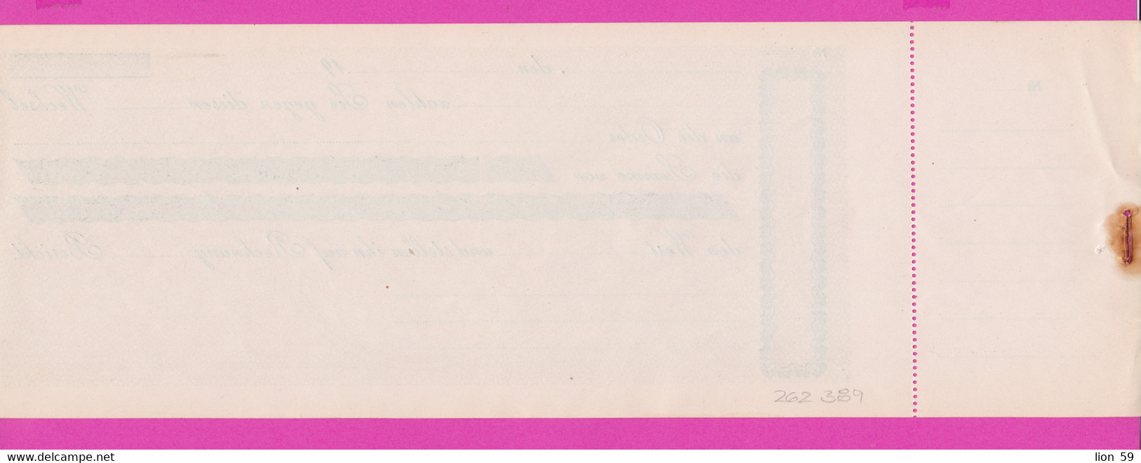 262389 / Mint Germany 19.... Promissory Note - An Die Order .. , Deutschland Allemagne , Austria Osterreich - Banque & Assurance