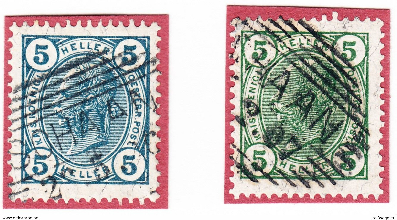 1905 Vorläufer, 5 Heller Stempel Schaan Auf österreichischen Marken. Blaugrün Und Grasgrün. Kat Nr. MI 122 Und 133 - ...-1912 Vorphilatelie