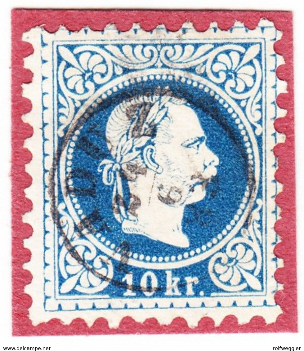 1867 Vorläufer, 10 Kreuzer Fingerhut-Stempel Vaduz Auf österreichischer Marke. 1 Kurzer Zahn - ...-1912 Préphilatélie