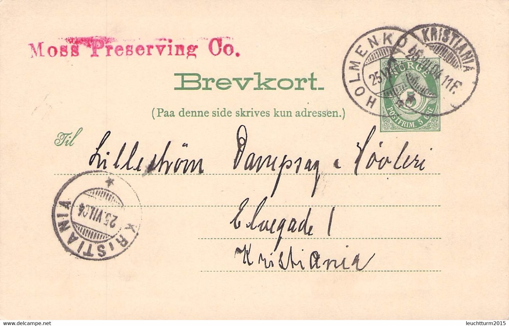 NORWAY - BREV-KORT 5 ÖRE 1904 > KRISTIANIA Mi #P30 /QF210 - Enteros Postales