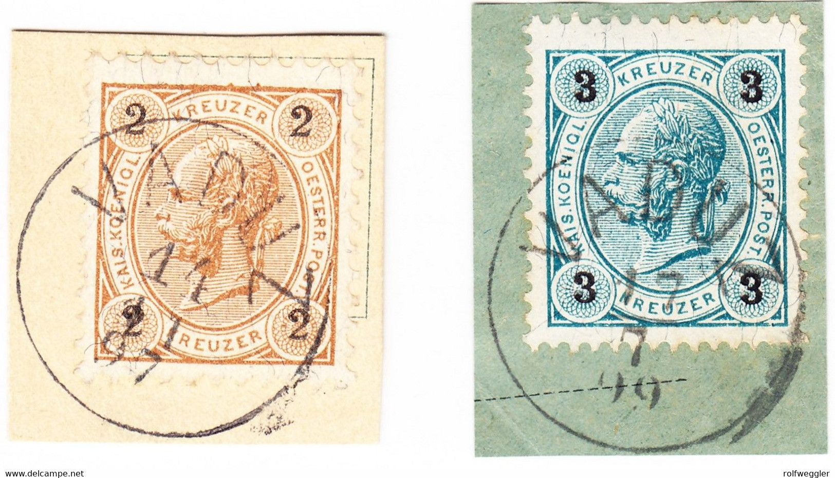 1890 Vorläufer, 2 Und 3 Kreuzer Stempel Vaduz Auf österreichischen Marken. Kat Nr. MI 51 Und 52. Briefstücke - ...-1912 Prephilately