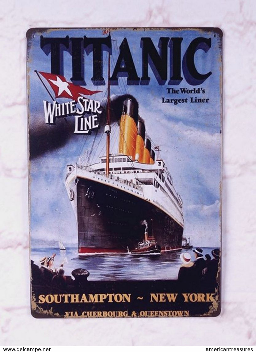 USA Color Metal/tin Plate 'Titanic - The World's Largest Liner' - 30 X 20 Cm - Tin Signs (vanaf 1961)