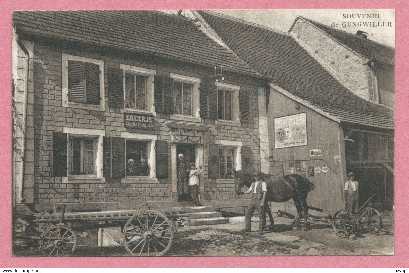 67 - SOUVENIR De GUNGWILLER - Epicerie Charles KLEIN - Plaque Emaillé - Cheval - Charrue - Otros & Sin Clasificación