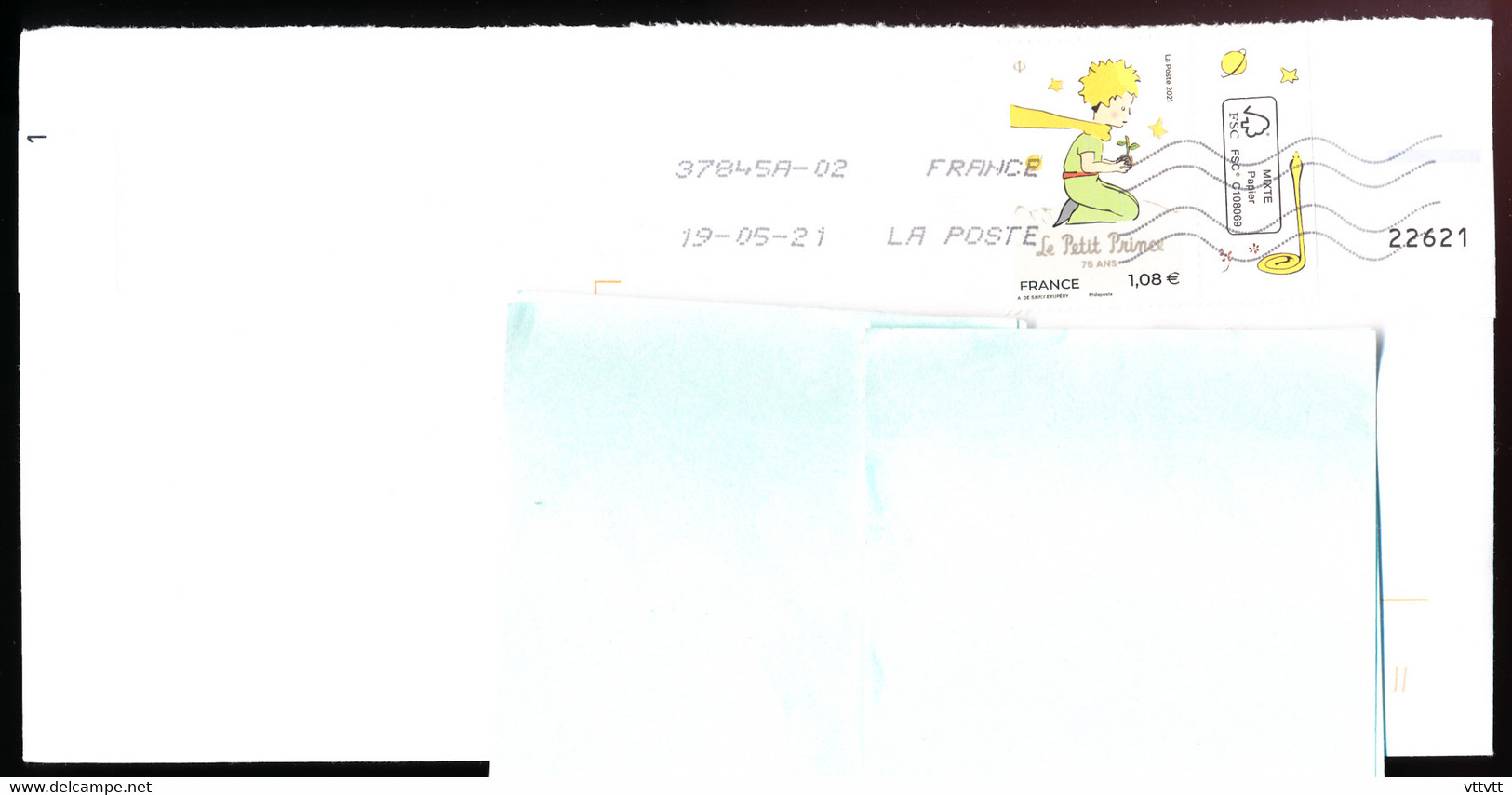 Timbre Postal Adhésif (2021) "Le Petit Prince, 75 Ans" Seul Sur Lettre - 1961-....