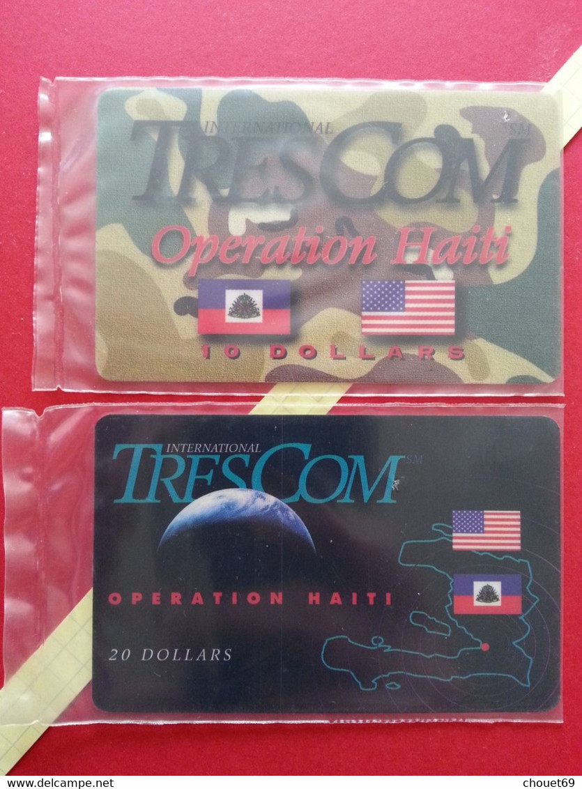 HAITI HAI PA1 + 2 TRESCOM Blister 10 + 20 USD Dollars SN TC01 TC02 4/97 MINT NSB Army Militaria War (TH220 - Haití