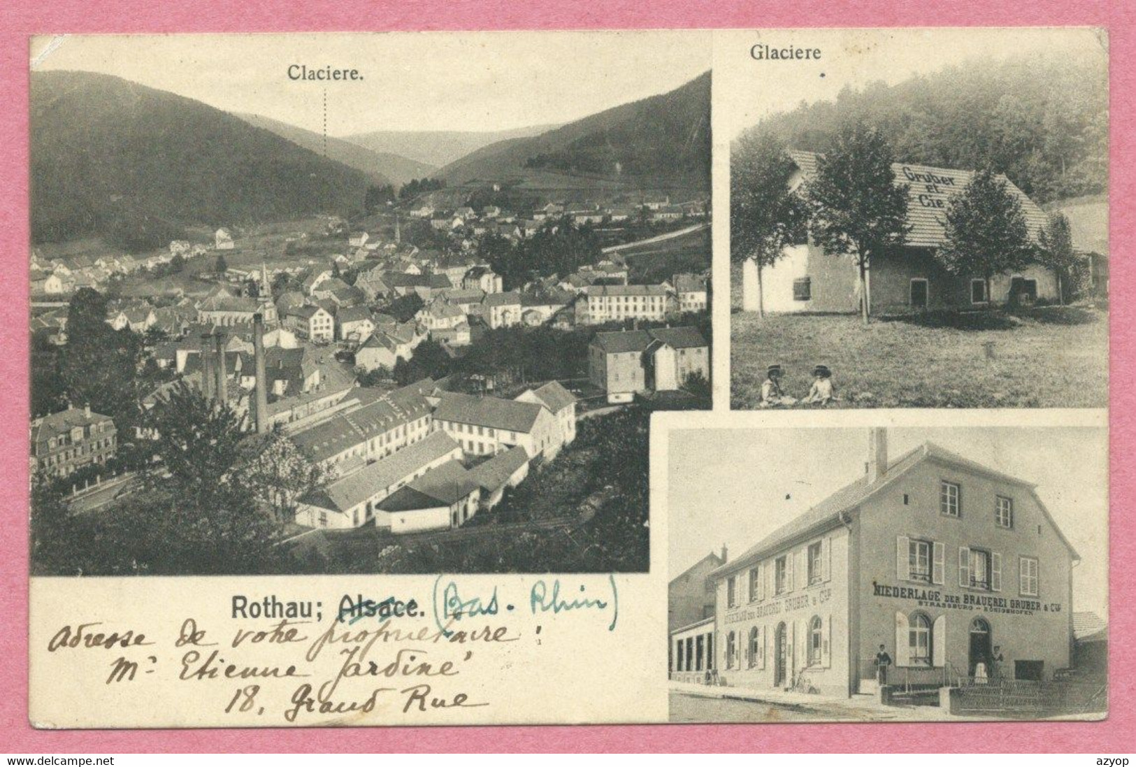 67 - ROTHAU - Wirtschaft - Restauration - Niederlage Der Brauerei GRUBER - STRASSBURG-KÖNIGSHOFEN - Glacière - Rothau