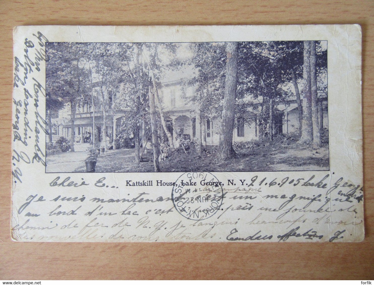 Etats-Unis - Kattskill House, Lake George, New-York - Carte Circulée Vers Peïra Cava En France En 1905 - Lake George