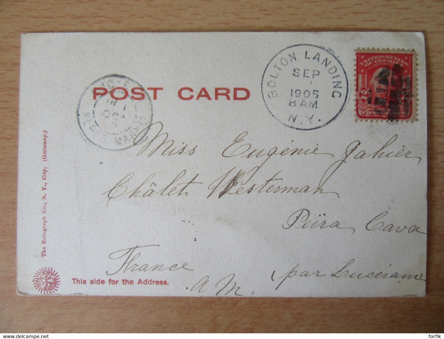 Etats-Unis - Lake George - Sagamore Hotel - Carte Circulée Vers Peïra Cava (France) En 1905 - Lake George