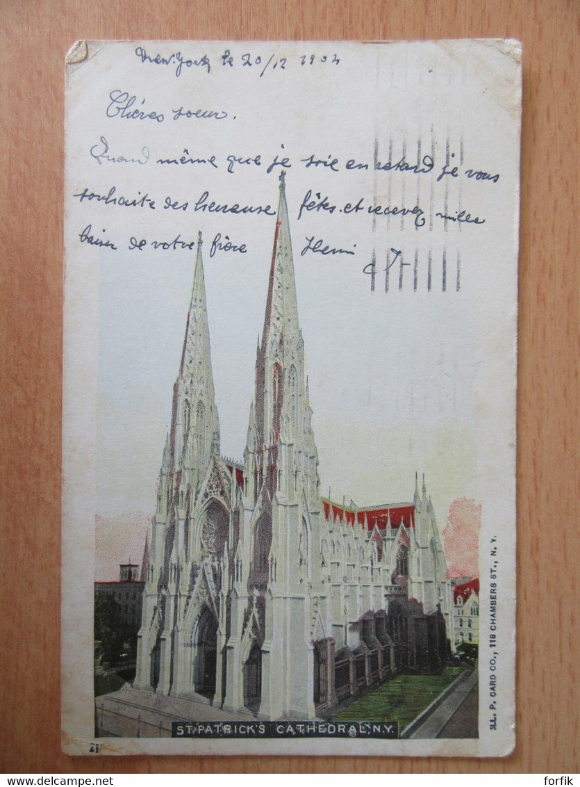 Etats-Unis - New-York - ST Patrick's Cathedral - Carte Circulée Vers Nice En 1904 - Churches